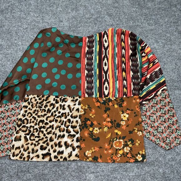 Ivy Jane Shirt Womens  Small MultiPrint Patchwork Rayon Casual Ladies - Picture 6 of 7